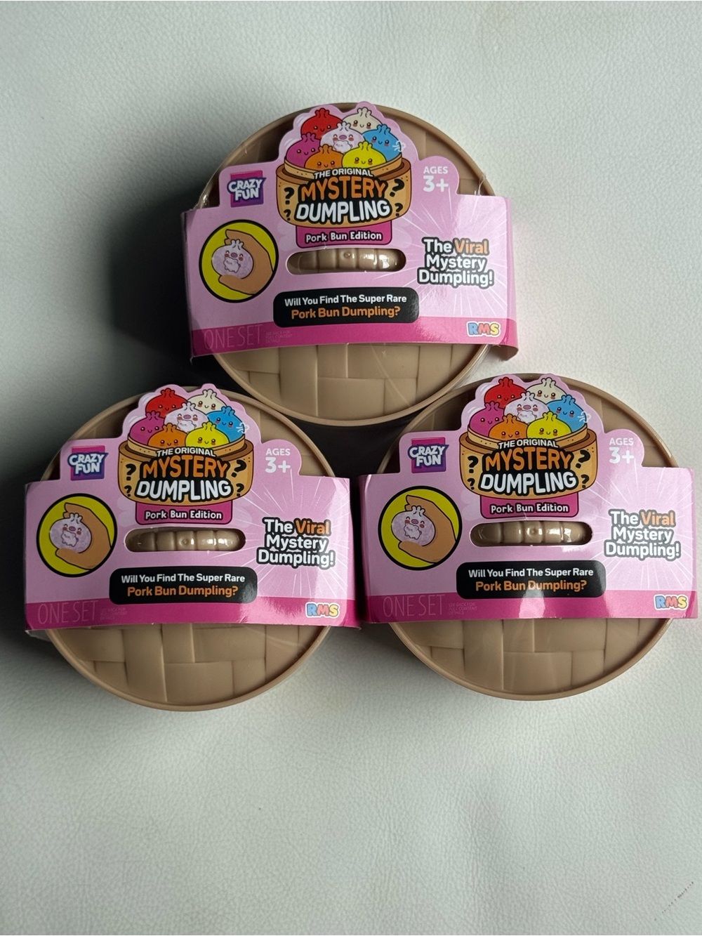 Crazy Fun Mystery Dumpling Squishy Pork Bun Edition Authentic RMS Original 3 set